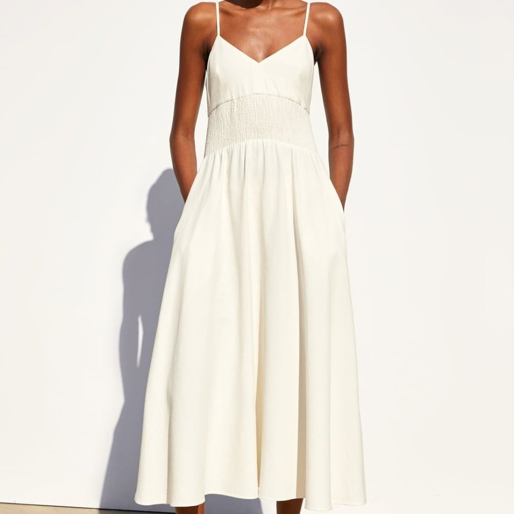 Zara Linen Blend Midi Dress